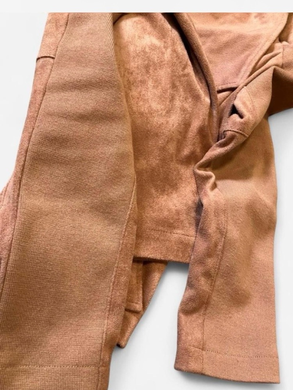 BB Dakota Women's Faux Suede Drape Waterfall Front Jacket Brown Size Small - Picture 6 of 8